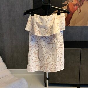 BCBGMaxAzria Strapless White and Beige Lace Dress 6